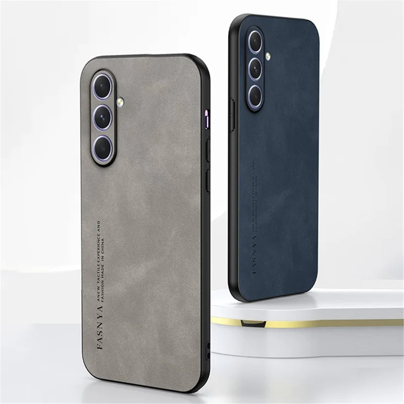 For Samsung Galaxy A55 5G Shockproof Case TPU + PU Skin-Touch Slim Phone Case - Grey