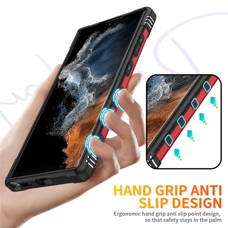 For Samsung Galaxy S24 Ultra Case PC+ TPU Hybrid Phone Cover with Ring Holder Kickstand - Red