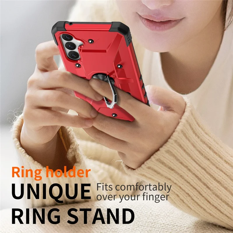 For Samsung Galaxy A15 4G / 5G Case Rotation Ring Kickstand PC+ TPU Phone Cover - Red