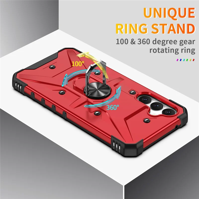 For Samsung Galaxy A15 4G / 5G Case Rotation Ring Kickstand PC+ TPU Phone Cover - Red