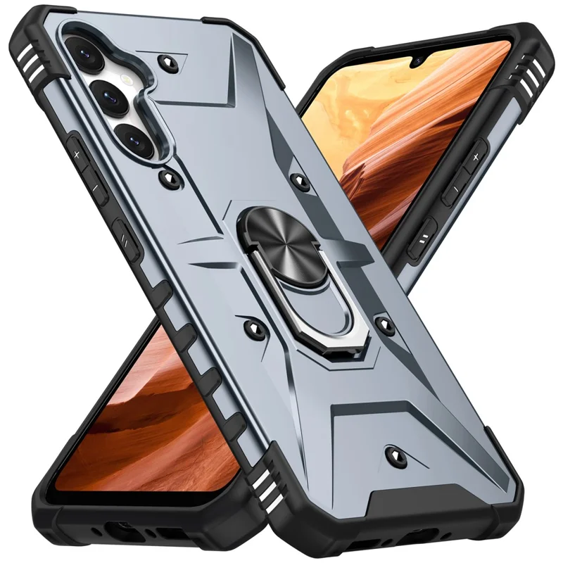 Per Samsung Galaxy A15 4G / 5G Custodia Rotazione Anello Supporto PC+ TPU Cover per Telefono - Grigio