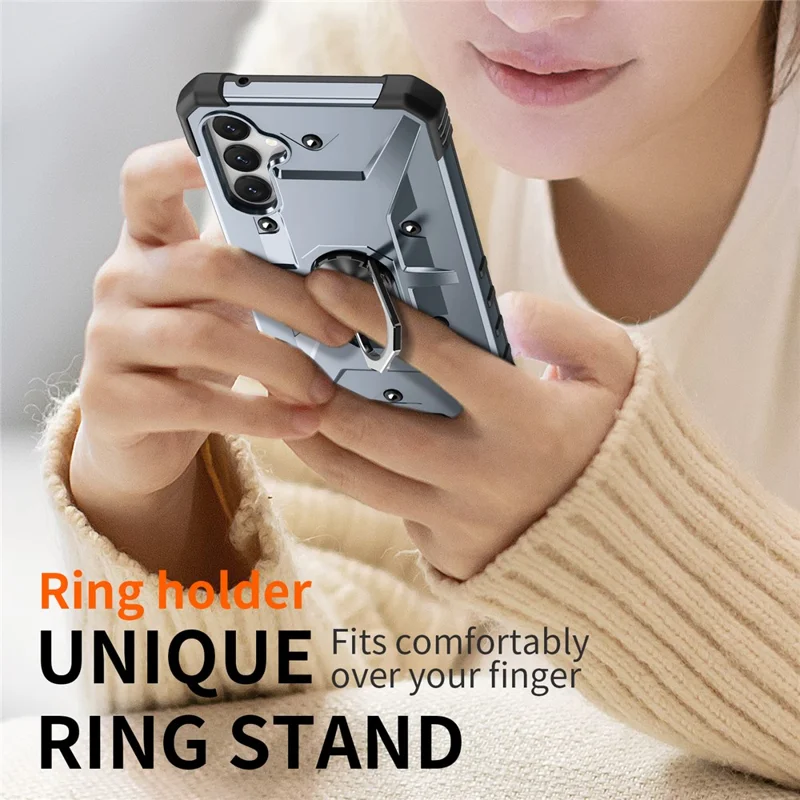 Per Samsung Galaxy A15 4G / 5G Custodia Rotazione Anello Supporto PC+ TPU Cover per Telefono - Grigio