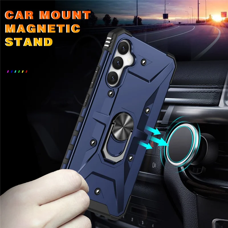 For Samsung Galaxy A15 4G / 5G Case Rotation Ring Kickstand PC+ TPU Phone Cover - Blue