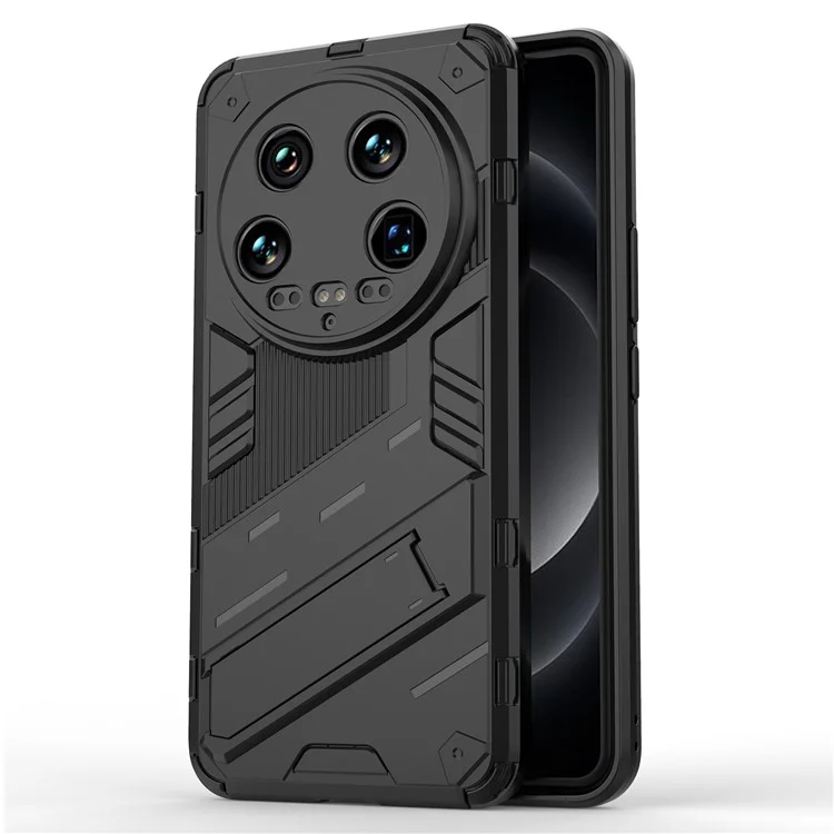 For Xiaomi 14 Ultra Case PC+TPU Dual-Layer Protective Phone Cover Built-in Kickstand - Black