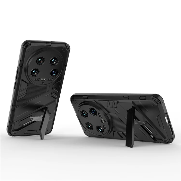 For Xiaomi 14 Ultra Case PC+TPU Dual-Layer Protective Phone Cover Built-in Kickstand - Black