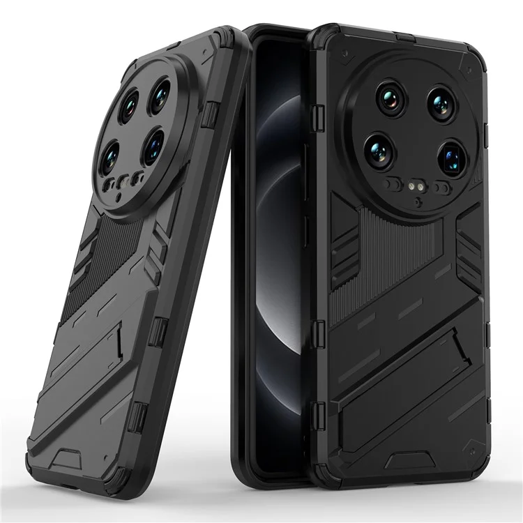 For Xiaomi 14 Ultra Case PC+TPU Dual-Layer Protective Phone Cover Built-in Kickstand - Black