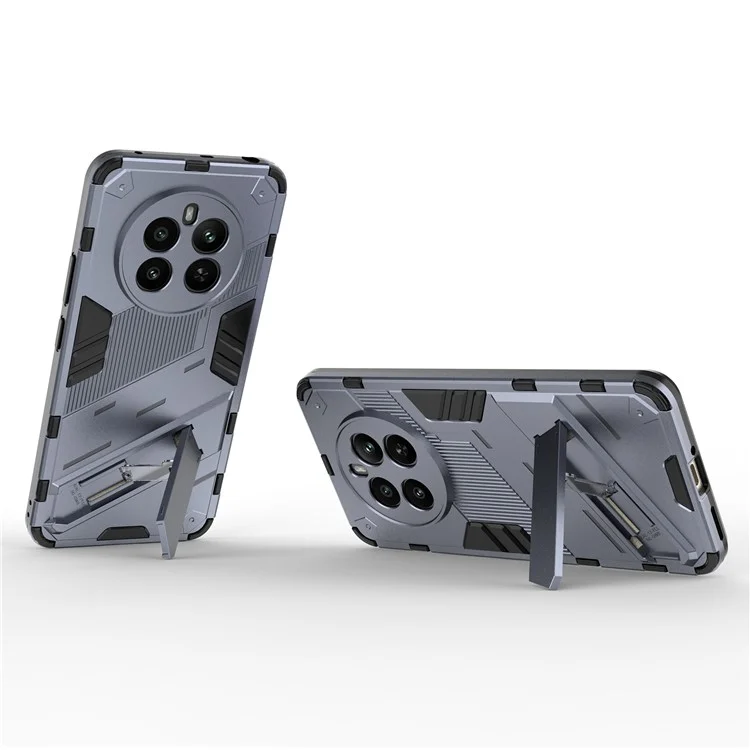 Чехол для Realme 12 4G / 12+ 5G с подставкой, ПК+ТПУ, прочный защитный чехол для телефона - Черный