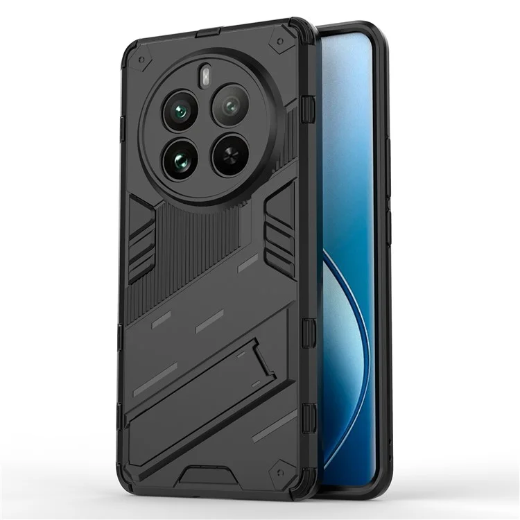 Для Realme 12 Pro 5G / 12 Pro+ 5G Чехол PC+TPU Противоударный Броня Чехол для телефона с подставкой - Черный