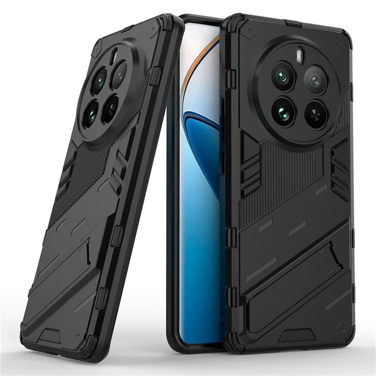 Для Realme 12 Pro 5G / 12 Pro+ 5G Чехол PC+TPU Противоударный Броня Чехол для телефона с подставкой - Черный
