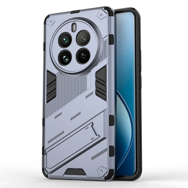 For Realme 12 Pro 5G / 12 Pro+ 5G Case PC+TPU Shockproof Armor Phone Cover with Kickstand - Grey