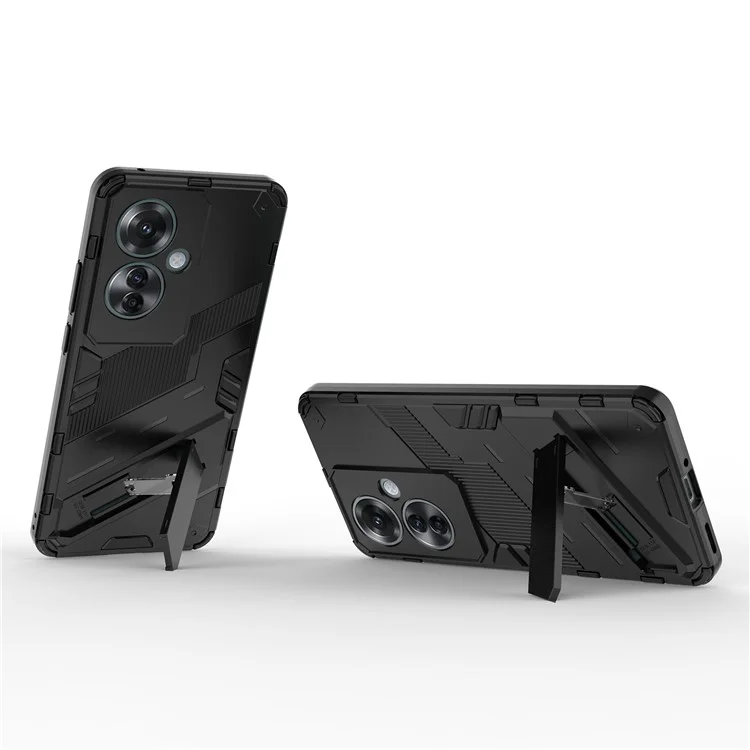 Для Oppo Reno11 F 5G Kickstand Case PC+TPU Shockproof Hybrid Phone Cover - Черный
