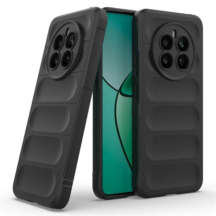 For Realme 12 4G / 12+ 5G TPU Case Anti-Slip Rugged Back Protective Cover - Black