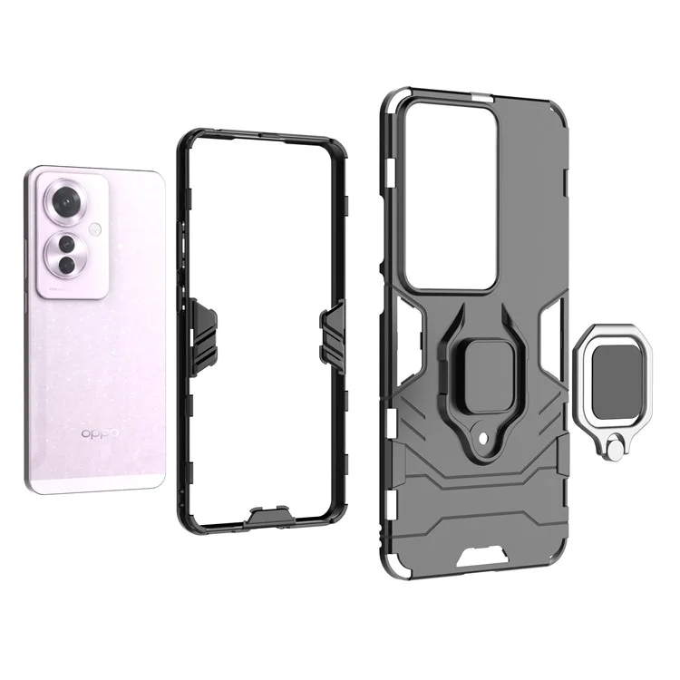 Per Oppo Reno11 F 5G Case PC+TPU Dual Layer Hybrid Phone Cover con supporto ad anello - Blu