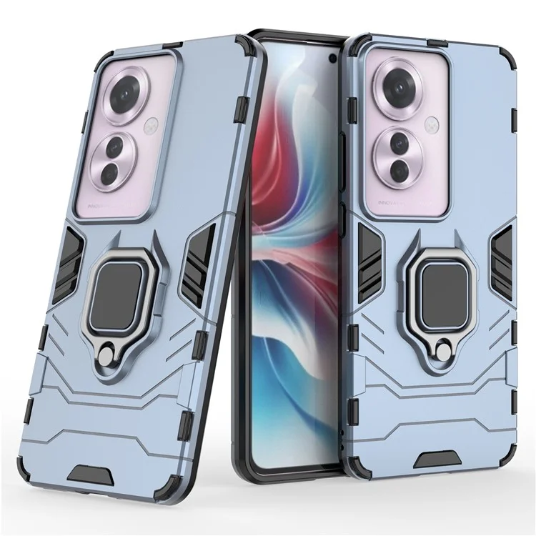 Per Oppo Reno11 F 5G Case PC+TPU Dual Layer Hybrid Phone Cover con supporto ad anello - Blu