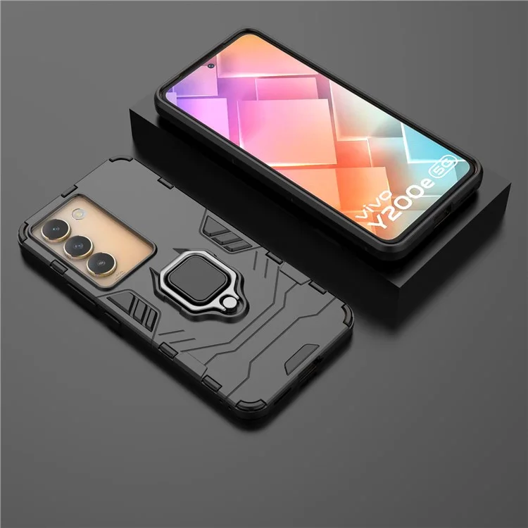 Für vivo Y200e 5G Case mit Halterung Kickstand PC+TPU Drop Schützendes Telefongehäuse - Schwarz