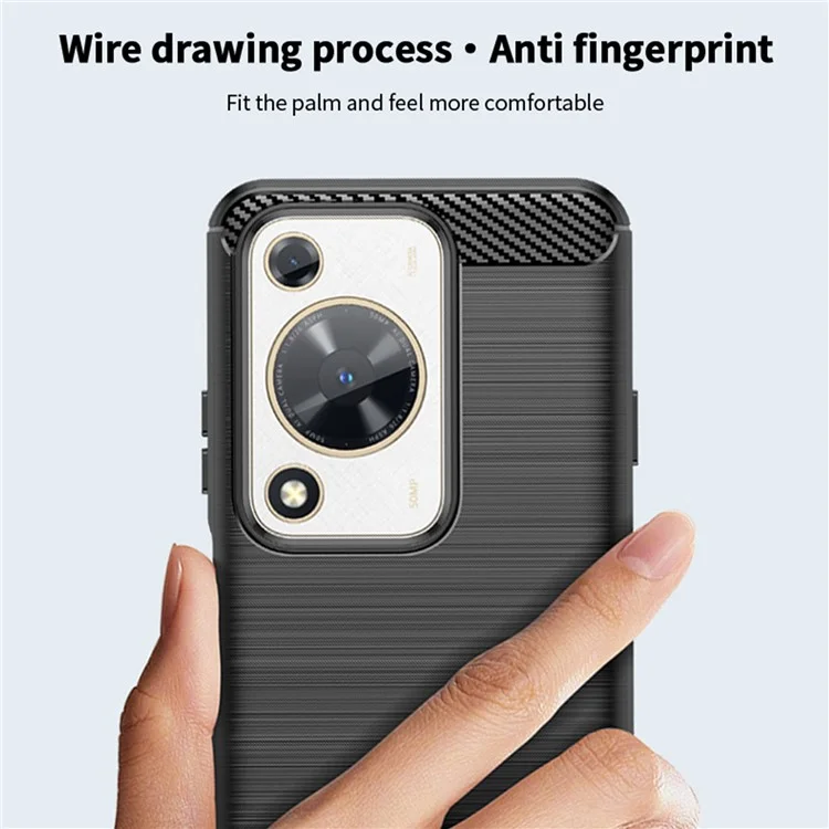 MOFI JK TPU Series-1 per Huawei nova Y72 4G / Enjoy 70 Custodia per Telefono TPU Texture in Fibra di Carbonio - Nero