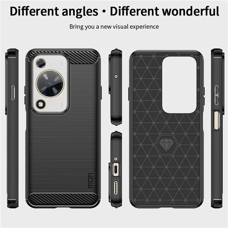 MOFI JK TPU Series-1 per Huawei nova Y72 4G / Enjoy 70 Custodia per Telefono TPU Texture in Fibra di Carbonio - Nero