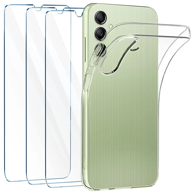Per Samsung Galaxy A35 5G Clear Case TPU Airbag Protection Phone Cover con 3 pezzi 2.5D Screen Film