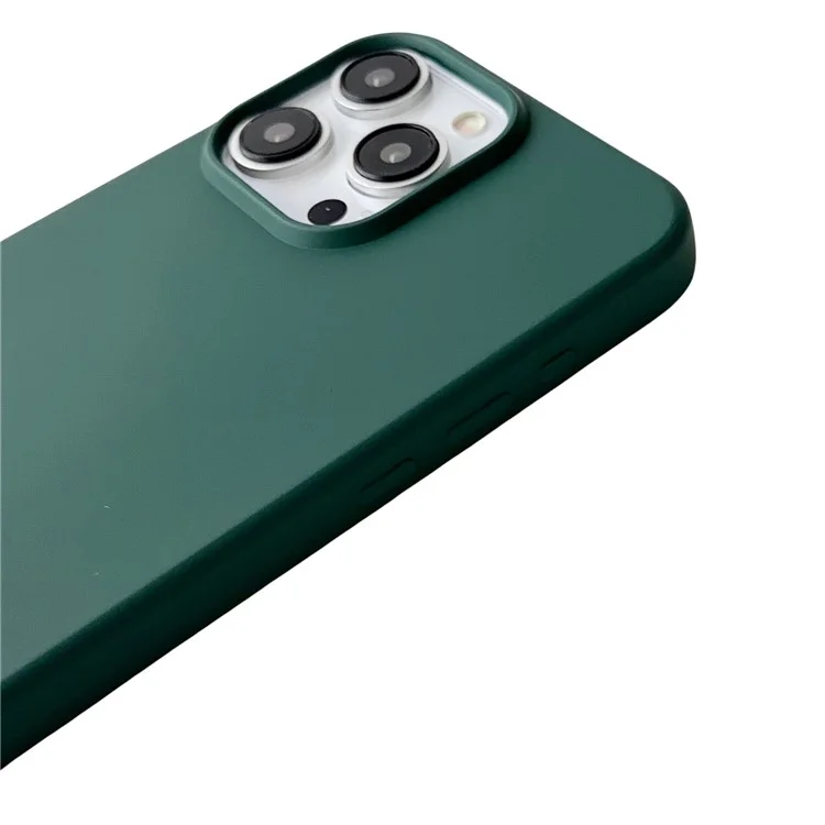 Funda para iPhone 15 Pro Max Tacto Suave Silicona Líquida Funda de Teléfono con Correa de Cuello Ajustable - Verde Oscuro