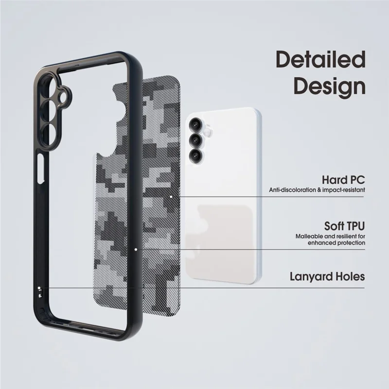 IBMRS For Samsung Galaxy A15 4G / 5G Case Drop Protection TPU+PC Phone Cover - Grid Camouflage