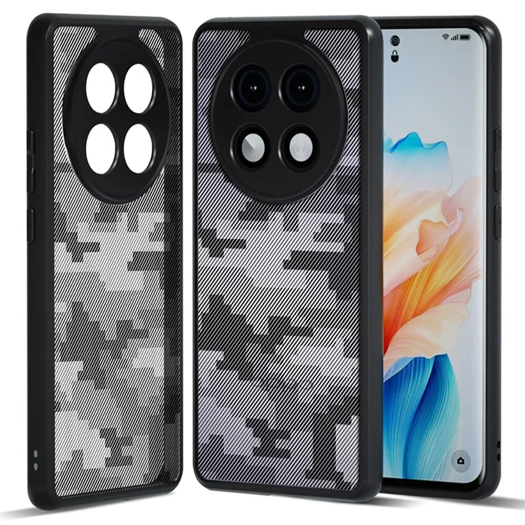 IBMRS Pour Oppo A2 Pro 5G Étui Hybrid 2 en 1 Boîtier Rigide PC Souple TPU - Camouflage à Grille