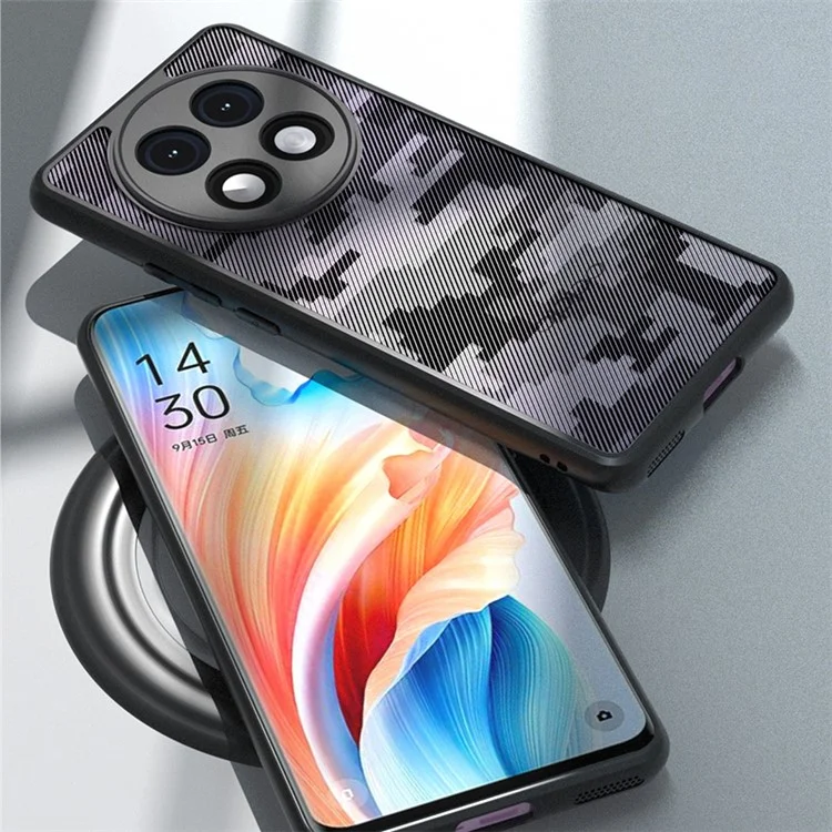 IBMRS Pour Oppo A2 Pro 5G Étui Hybrid 2 en 1 Boîtier Rigide PC Souple TPU - Camouflage à Grille