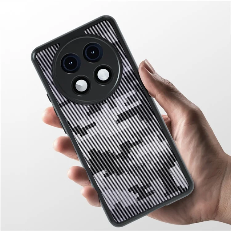 IBMRS Pour Oppo A2 Pro 5G Étui Hybrid 2 en 1 Boîtier Rigide PC Souple TPU - Camouflage à Grille