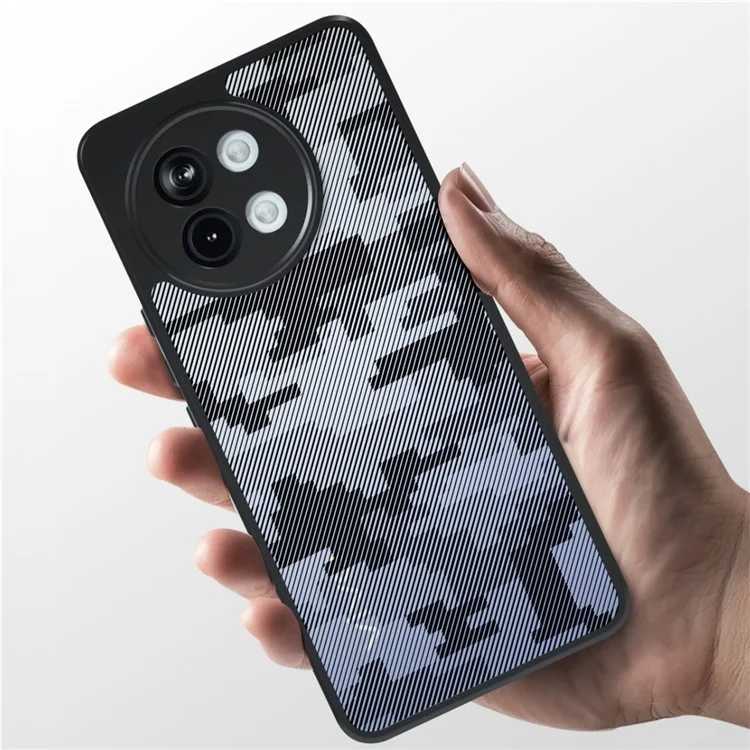 IBMRS para vivo S18e 5G Funda Hybrid Soft TPU Frame+Hard PC Back Phone Cover - Grid Camuflaje