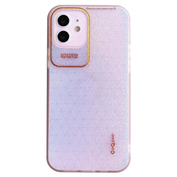 Q.COO Aurora Series for iPhone 12 Case Camera Protection TPU+PET Phone Cover - Transparent Pink