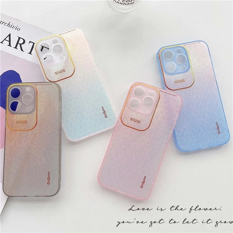 Q.COO Aurora Series for iPhone 12 Pro Phone Case Anti-drop TPU+PET Hybrid Cover - Transparent Blue