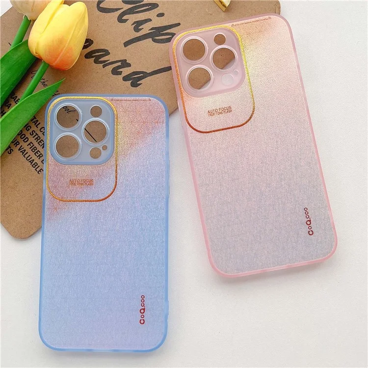 Q.COO Série Aurora para iPhone 14 Pro Case TPU+PET Capa de Telefone Efeito Aurora Cintilante - Azul Transparente