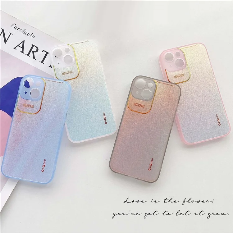 Série Q.COO Aurora pour étui iPhone 13 TPU+PET Étui de téléphone avec détails esthétiques - Rose transparent