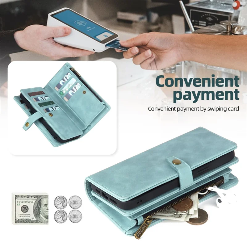 MEGSHI H1 Series For Samsung Galaxy S24 Ultra Case Magnetic Detachable Phone Leather Cover - Blue