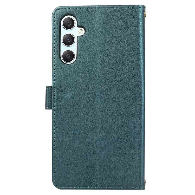 Funda para Samsung Galaxy S24+ Caja de Cuero PU Rhombus Zipper Cover con Correa para la Muñeca - Verde