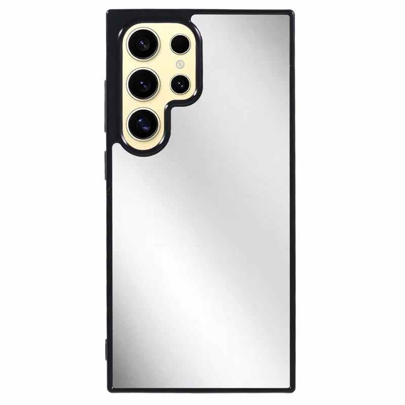 For Samsung Galaxy S24 Ultra TPU Case Mirror Surface Phone Cover Bright Reflection - Black