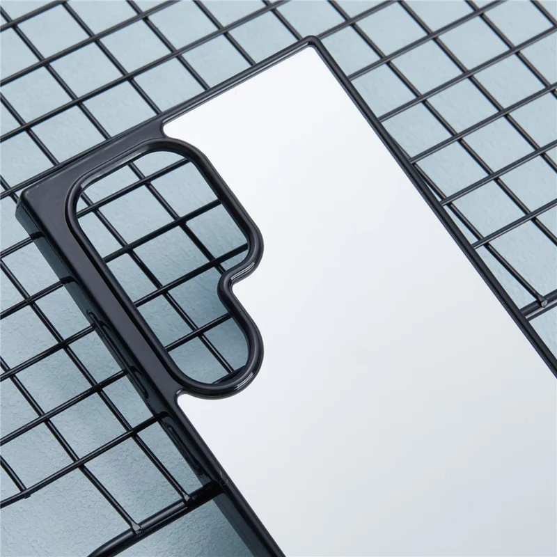 For Samsung Galaxy S24 Ultra TPU Case Mirror Surface Phone Cover Bright Reflection - Black