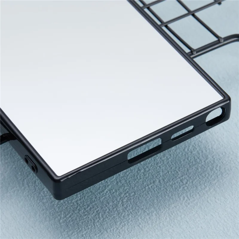 For Samsung Galaxy S24 Ultra TPU Case Mirror Surface Phone Cover Bright Reflection - Black