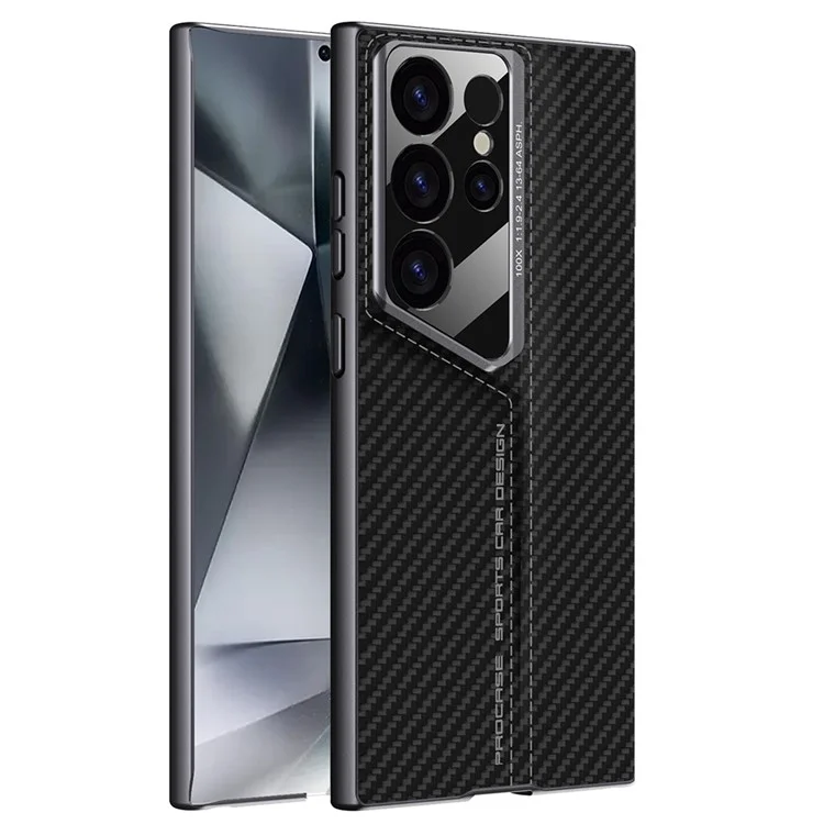 GKK Para Samsung Galaxy S24 Ultra Funda Delgada de PC Cubierta de PU Casos de Teléfono Móvil - Fibra de Carbono