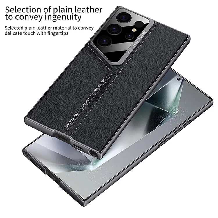 GKK Para Samsung Galaxy S24 Ultra Funda Delgada de PC Cubierta de PU Casos de Teléfono Móvil - Fibra de Carbono