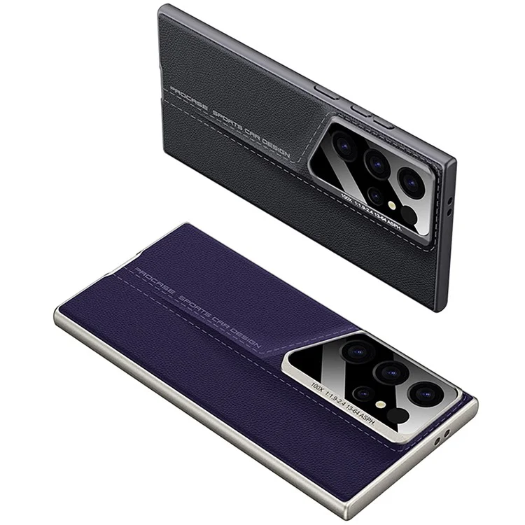 GKK Para Samsung Galaxy S24 Ultra Funda Delgada de PC Cubierta de PU Casos de Teléfono Móvil - Fibra de Carbono