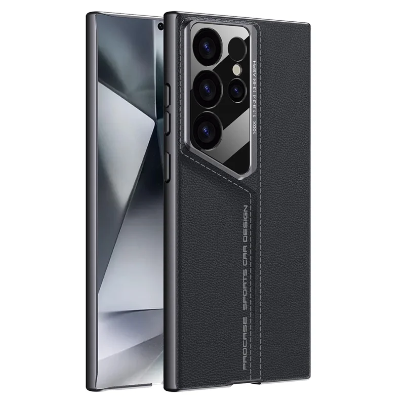 GKK For Samsung Galaxy S24 Ultra Case PU Covered PC Mobile Phone Cases - Titanium Black