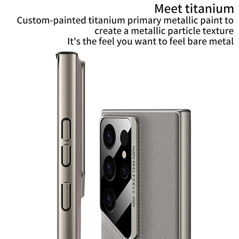 GKK For Samsung Galaxy S24 Ultra Case PU Covered PC Mobile Phone Cases - Titanium Black