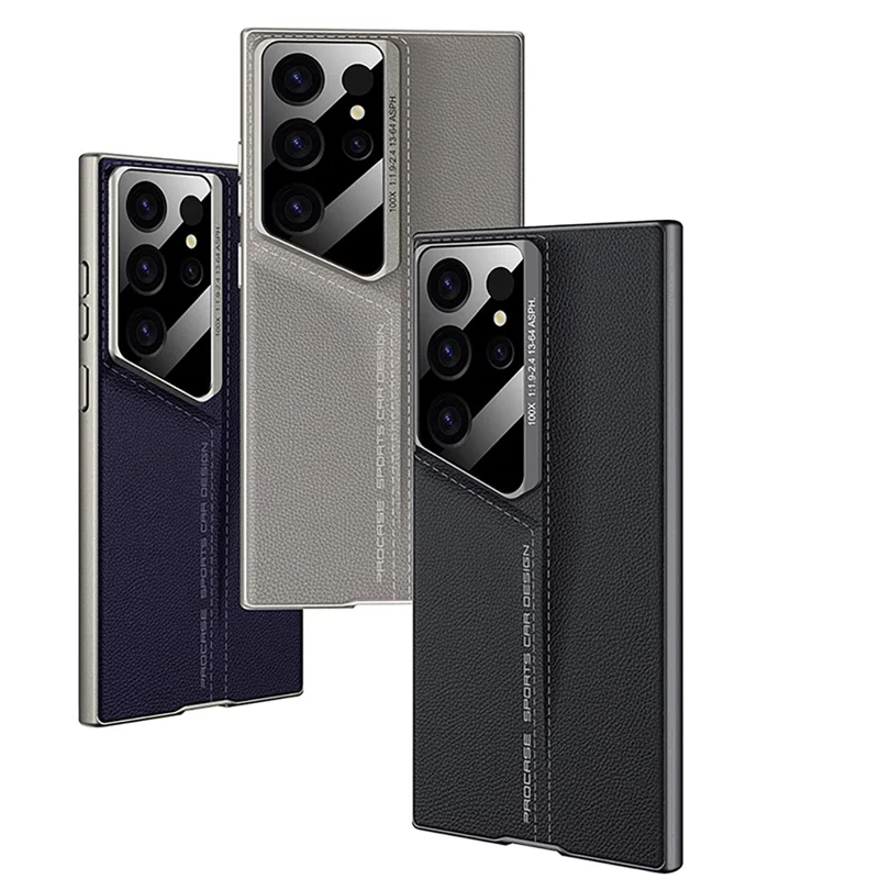 GKK For Samsung Galaxy S24 Ultra Case PU Covered PC Mobile Phone Cases - Titanium Black