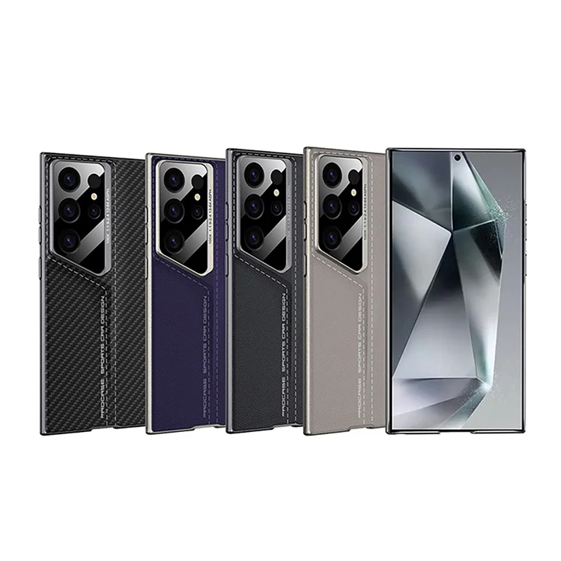 GKK For Samsung Galaxy S24 Ultra Case PU Covered PC Mobile Phone Cases - Titanium Black