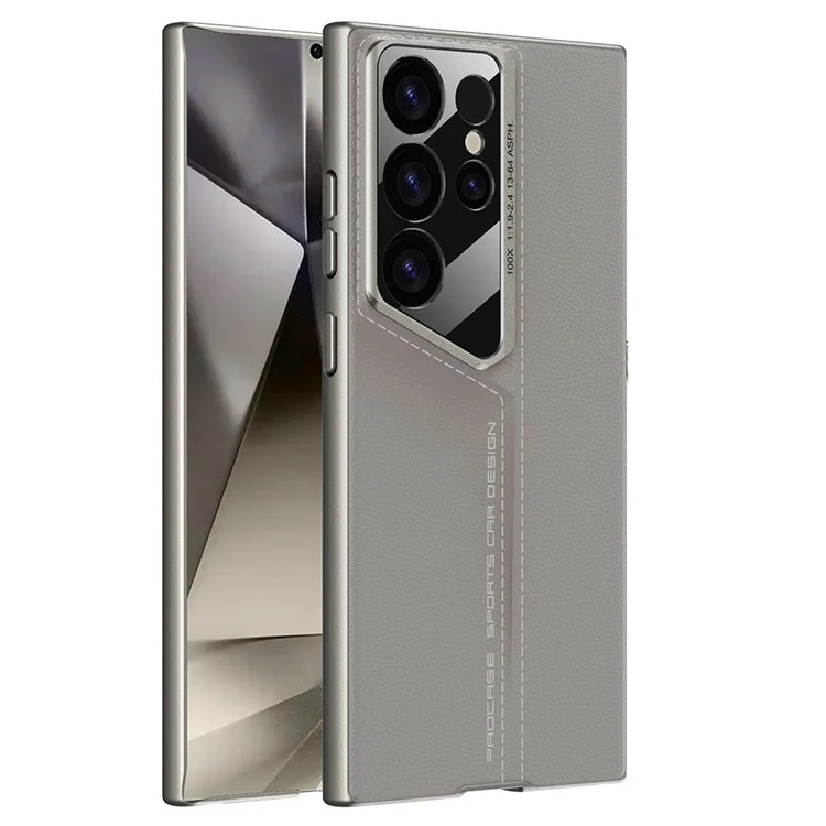GKK For Samsung Galaxy S24 Ultra Case PU Covered PC Mobile Phone Cases - Titanium Grey