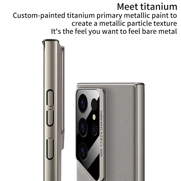 GKK For Samsung Galaxy S24 Ultra Case PU Covered PC Mobile Phone Cases - Titanium Grey