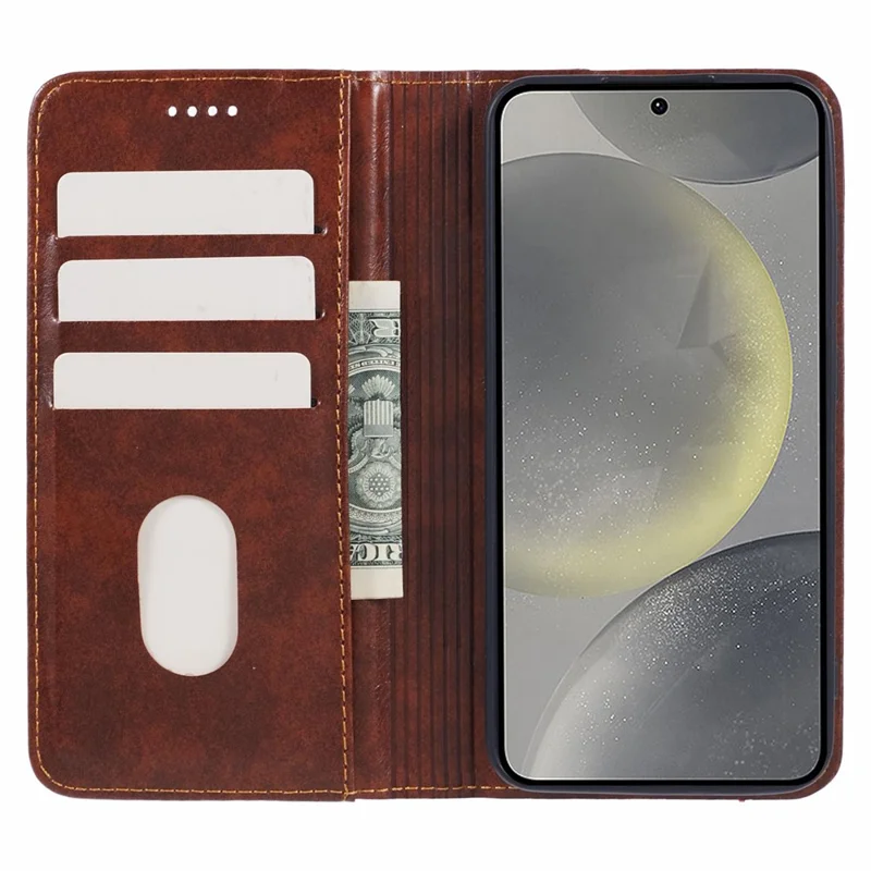 SUTENI Para Samsung Galaxy S24+ Funda de Piel de PU Anticaída Soporte Cartera Funda de Teléfono - Khaki