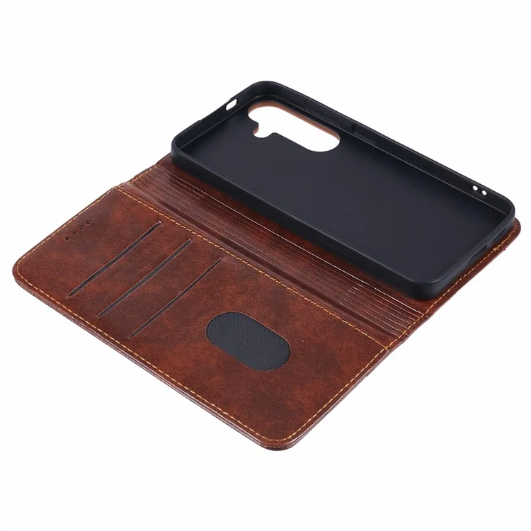 SUTENI Für Samsung Galaxy S24 PU-Leder-Cover Folio Flip Stand Wallet Phone Case - Khaki