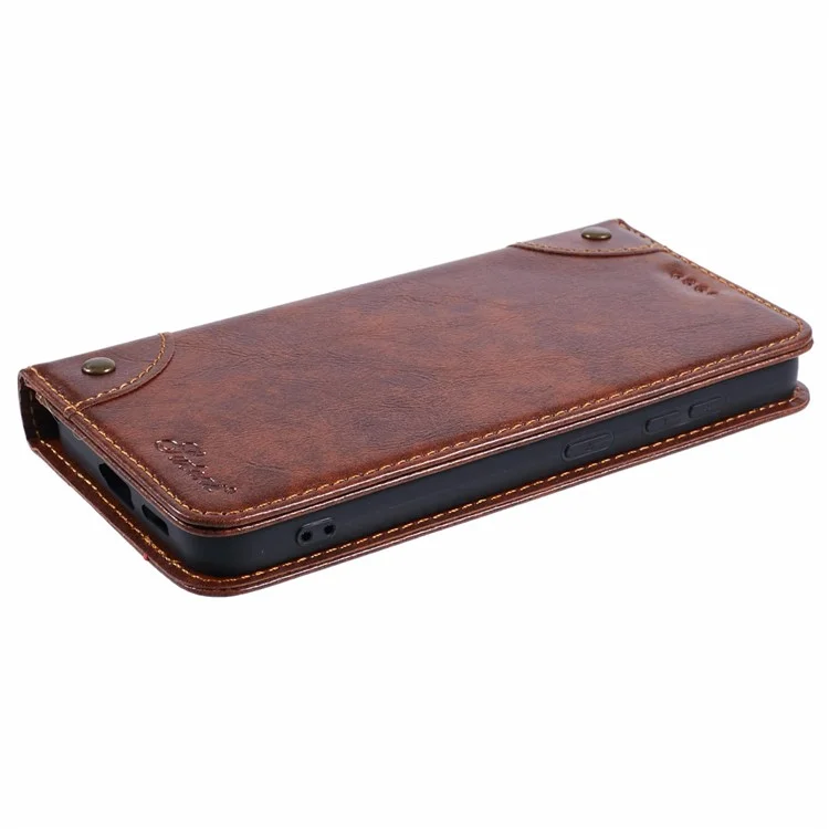 SUTENI Für Samsung Galaxy S24 PU-Leder-Cover Folio Flip Stand Wallet Phone Case - Khaki