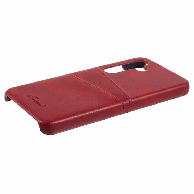 Suteni Para Samsung Galaxy S24 Caja de Textura de Ternero PU PC Recubierta de Cuero - Rojo